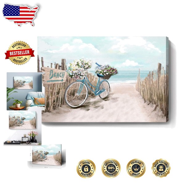 Abstract Seascape Canvas - 24x16inch Beach Path Artwork for Tranquil