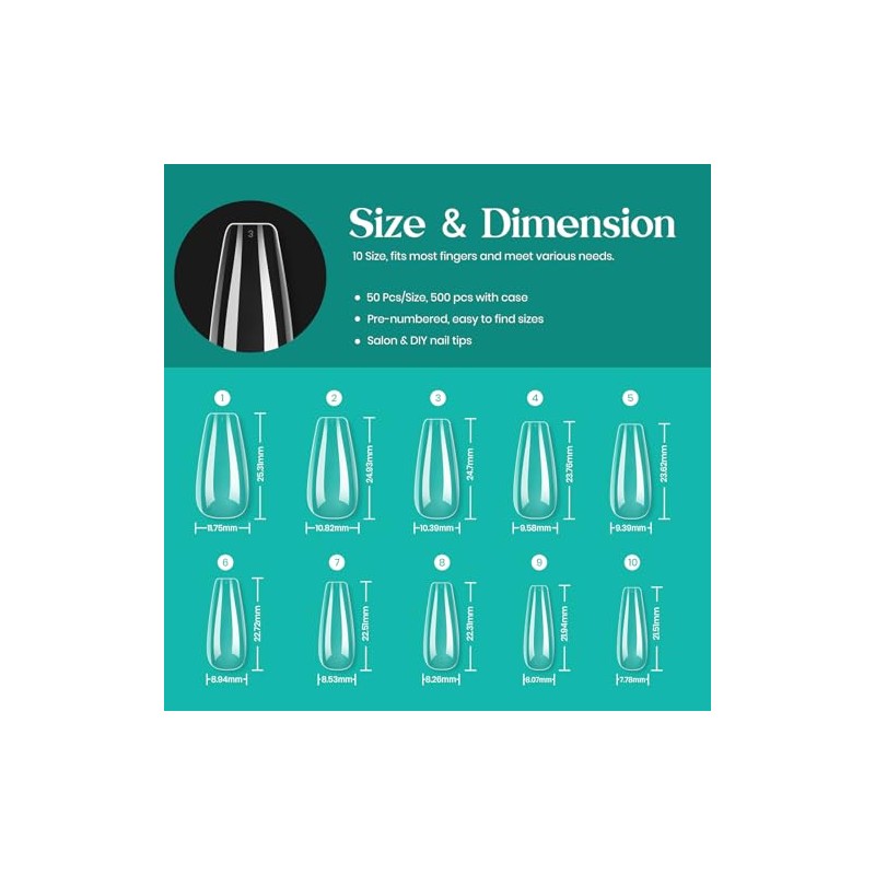 Beetles Kit de Uñas de Gel Transparente, 500 Piezas en