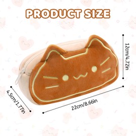 LJCZKA Pencil Case Animal Plush for Girls Boys Cute Pencil Case with Zip for School Office College, brown cat, pencil case