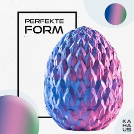 3D Dragon in the Egg - Dragon Egg with Dragon 23 cm Figure | 12 cm Large Egg | Hatching Surprise Dragon in Blue/Green/Purple with Floral Pattern | Movable Fantasy Toy & Collectible Figure for Children