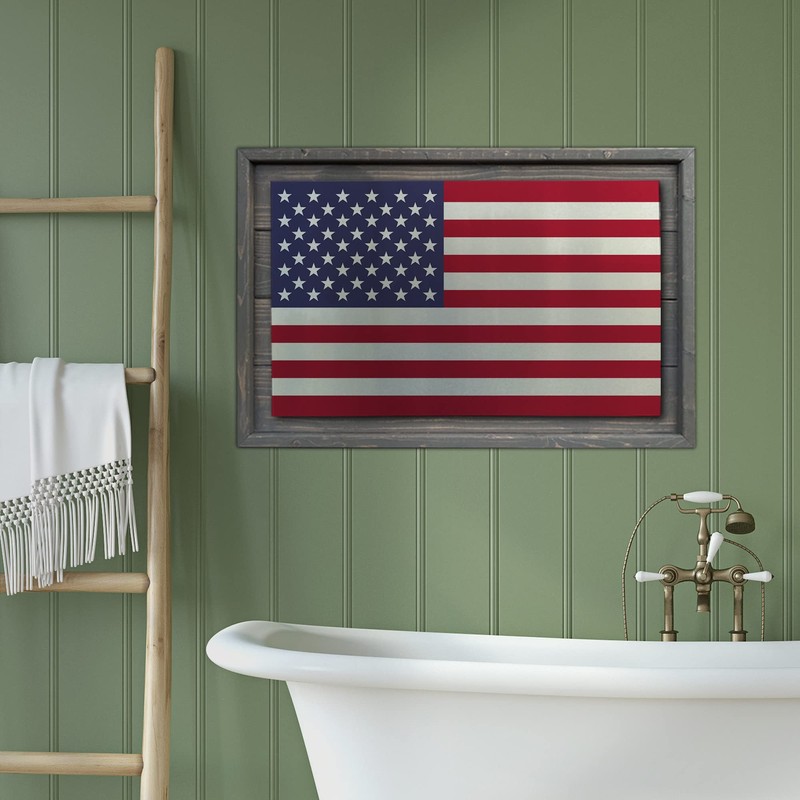 USA Made - Rustic American Flag Made of Wood and