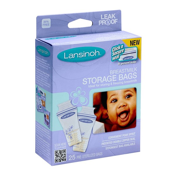 Lansinoh 20435 Breastmilk Storage Bags, 25-Count Boxes (Pack of 4)