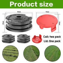 FUSHUI 2 Piece Replacement Spool and Cover F016L72438 Strimmer Spool Cap Compatible with Bosch Art 24 Strimmer, Art 30, AdvancedGrassCut36, Art 30-36 LI, ART24+, ART27+, ART30