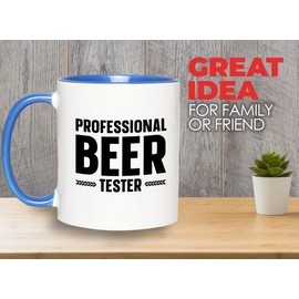 Beer Lover 2Tone Blue Mug 11oz - Beer Tester - Beer Brewing Alcohol Gift Cold Beer Drinking Glasses Beer Lover Gifts for Husband