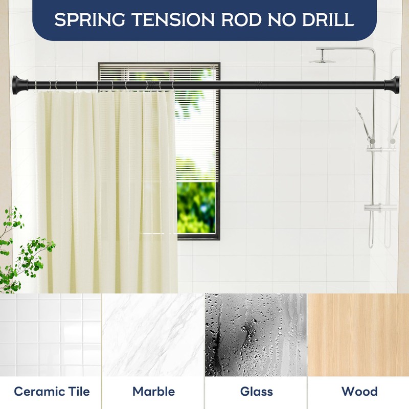 Adjustable Shower Curtain Rod 31-104 Inch, Never Rust Stainless Steel