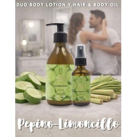 OLEUM VITAE Kit Dúo Cucumber Breeze Pepino Limoncillo. Crema Corporal y Hair & Body Oil aceite para cabello y Cuerpo. Hidratación Profunda