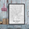 Detroit City Downtown Map Wall Art Detroit Street Map Print