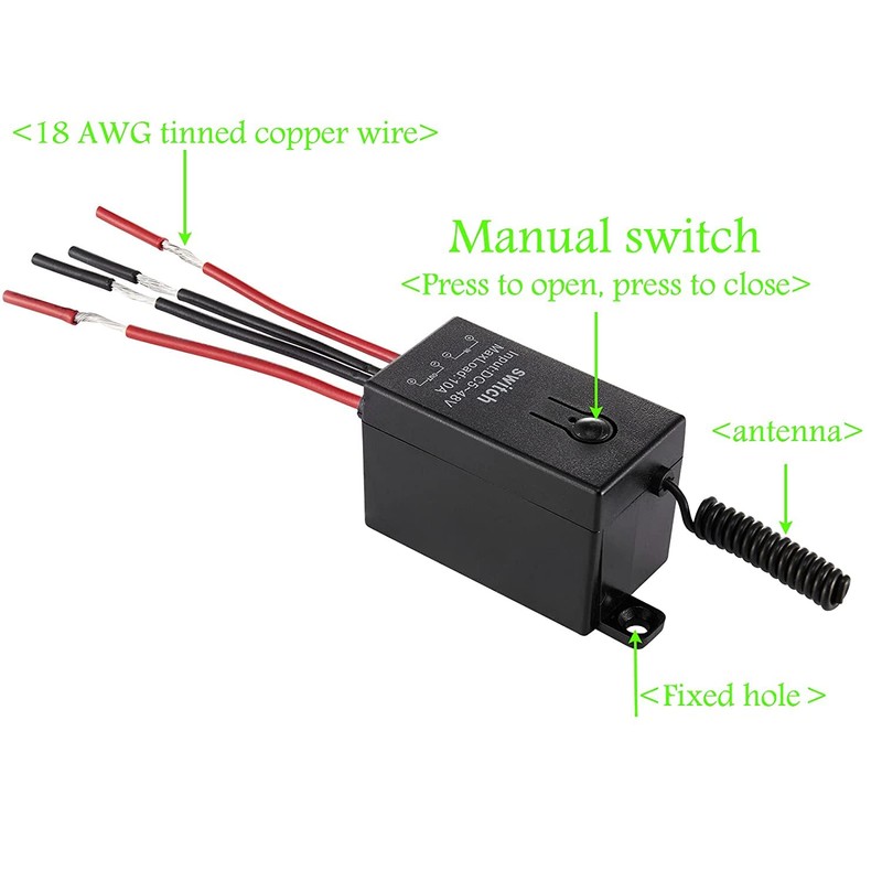 Meskliu 12v Remote Control Switch,4 Way Mini Wireless Switch,DC 12V/24V/48V/10A