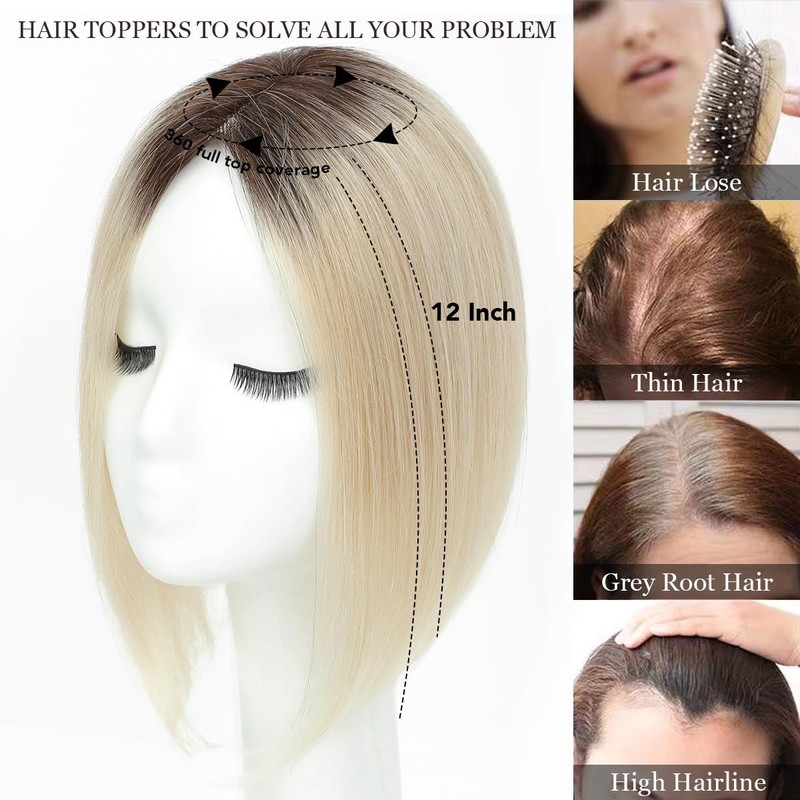 Aimeolyn Hair Toppers for Women Real Human Hair,12 Inch Hairs