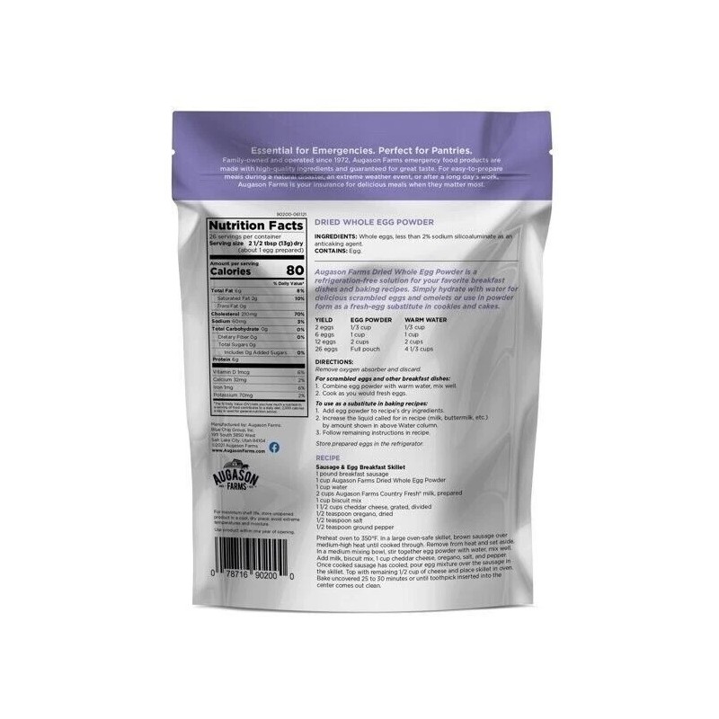 Augason Farms Dried Whole Egg Powder Emergency Food Storage -