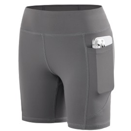 Roadbox Girls Volleyball Spandex Shorts, 5'' Youth Bike Athletic Shorts Kids Gymnastics Dance Yoga Compression Shorts Pockets Dark Gray