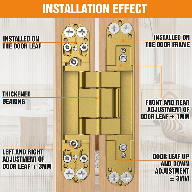 Lipshome 6" Hidden Door Hinge/Concealed Hinges,Invisible Hinges,Invisible Door Silent 180