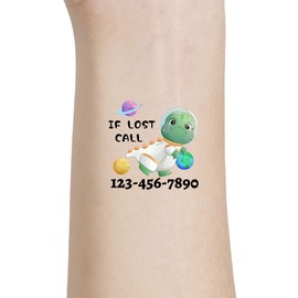 Custom Temporary Tattoos Kids,If Lost Please Call Fake Realistic Tattoos Astranaut Dinosaur 2×2 inches 30pcs