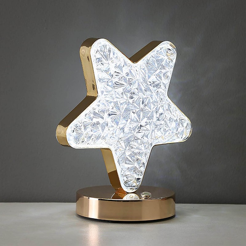 Star Bedside Table Lamp Cordless Rechargeable 3 Color Stepless Dimmable