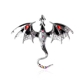 GUOXIAOMEI Enamel Dragon Brooch Vintage Punk Dragon Animal Brooch Domineering Flying Dragon Brooch Personality Clothing Hat Bag Accessories for Men and Women (Grey)