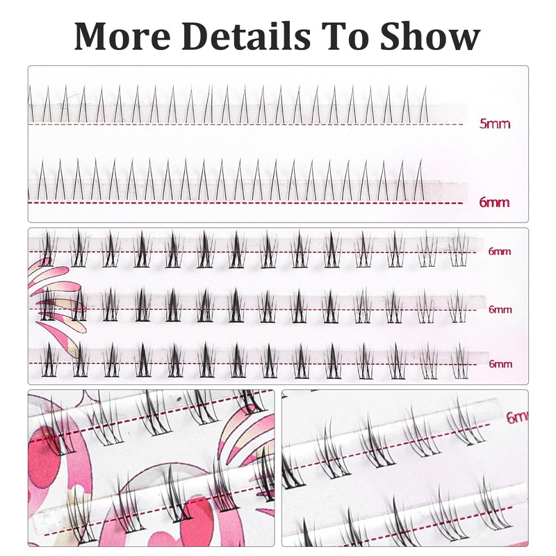 134 Pcs Bottom Lashes Cluster, 2 Styles 5-6 mm Under