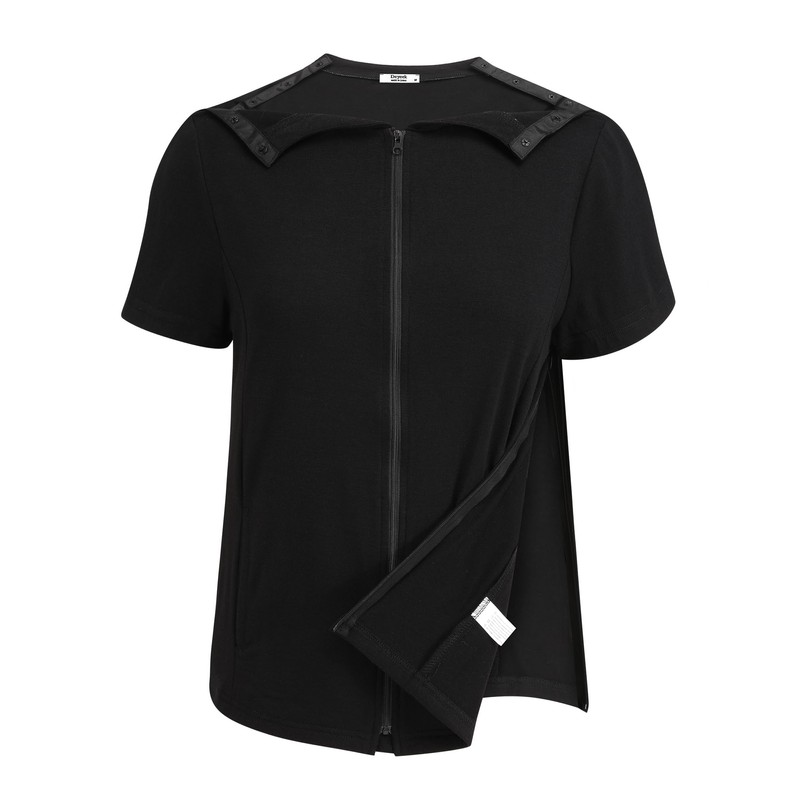 Deyeek Mastectomy Shirts with Drain Pockets Post Shoulder Surgery Tops