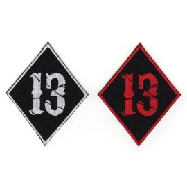 Unbranded Lucky Number 13 Sew-on Patch | Biker Gang Motorcycle Club Punk Diamond Emblem - Red