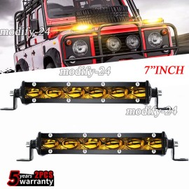 MOD Pair 7inch Yellow Slim LED Light Bar 6D Spot Flood Driving for UTV Offroad Truck