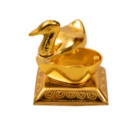 Spillbox - Caja de latón Pooja | Puja | Roli | Chawal | Chandan | Haldi | Kumkum Puja Box | Sindoor | Cúrcuma | Dabbi | Dibbi | Dhani | Dani Soporte para tapa - Duck Swan kumkum- paquete de 2