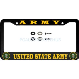 Unbranded License Plate Frame Black Stainless Steel Vinyl Lettering for United State Army1