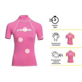 Cressi Women's Rash Guard Short-Sleeved Jersey Made of Elastic Fabric with UV Sun Protection (UPF) 50+, black, l