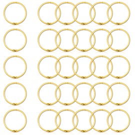 30 PCS 2 Inch Loose Leaf Binder Rings, Book Binder Rings, Metal Rings for Index Cards, Steel Binder Rings, Golden Paper Ring for Office, School, Home (Gold)