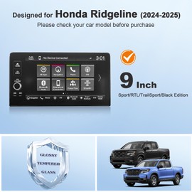 BSTW for 2024 Ridgeline Screen Protector for 2024 2025 Ridgeline Sport/TrailSport/RTL/Black Edition 9-in Pickup Truck Accessories Anti-Scratch Tempered Glass Protective Film