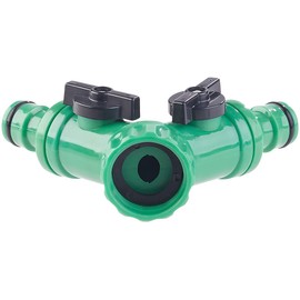 Royal Gardineer Distributor: 2-way tap adapter with 2 valves for garden hoses (hose coupling)