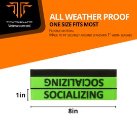 Tacticollar - Do Not Pet, Adopt Me, Training, and Service Dog Leash Sleeves, Double Sided, Highly Visible, Communicate Your Dogs Needs to Prevent Accidents (Socializing)