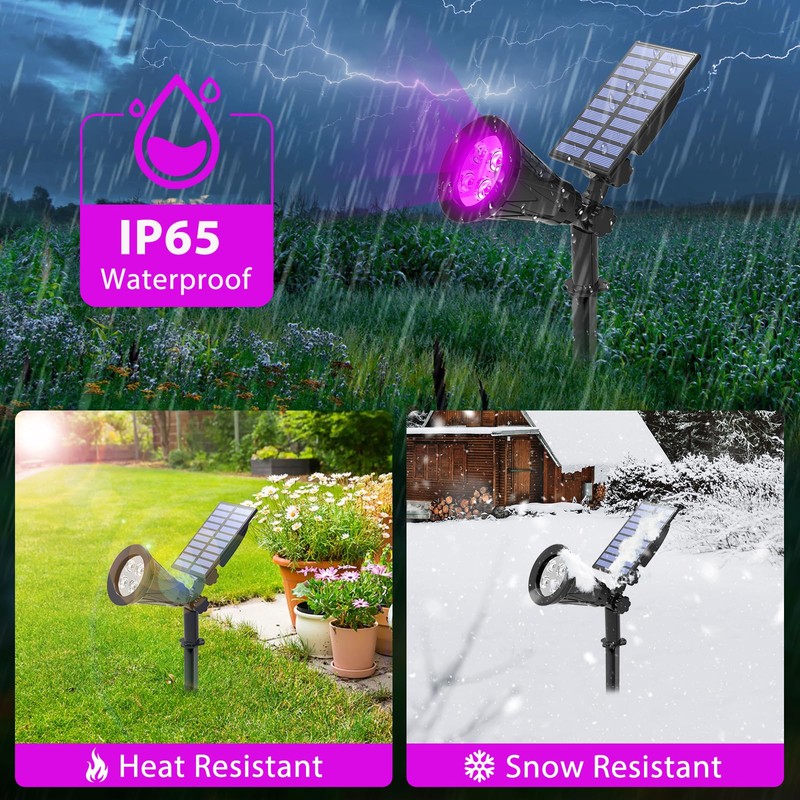 T-SUN [2 Pack] LED Solar Spotlights, Waterproof Outdoor Security Landscape