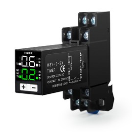 DEWIN Digital Time Relay,Digital Display Time Relay 0.1S-99H Cycle Time Control Delayer with Base Socket AC220V for Electrical Equipment (Size : H3Y-2-SX 2 open 2 closed)