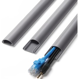 ZhiYo Cord Covers for Wires on Wall, 85in(6 x L14.2in) Cable Hider for Hiding 1-2 Cables, PVC Wire Covers for Cords on Wall Mount TV in Home or Office, Grey W1in x H0.41in