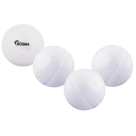 Kosma Pack of 4 Windball Cricket Ball | Indoor & Outdoor Soft Training Cricket Ball for Coaching Practice (White)