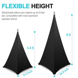 OUKMIC DJ Speaker Stand Cover Black, 360 Degree Tripod Skirt with Storage Bag for Stage Gig, Wedding and Banquet Event - 2 Pack