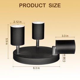 Wiseworld 3 Light Track Lighting Fixtures for Ceiling LED Black Spot Lights Indoor Round Chassis GU10 Base Lamp Rotatable Modern Ceiling Spotlight for Bedroom Kitchen Hallway (Bulb Not Included)