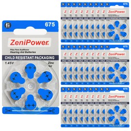 ZeniPower Mercury Free Cochlear Implant 180 Batteries