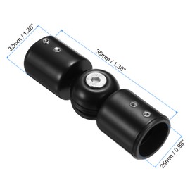 QUARKZMAN Pack of 2 Adjustable Curtain Rods Corner Connectors 19 mm Inner Diameter 304 Stainless Steel Window Hinge Connector with Hex Key for 1 Inch Arch Windows, Black