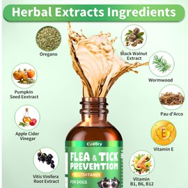 Oral Flea & Tick Support for Dogs, Herbal Liquid with Multivitamins - Dog Flea and Tick Drops Natural Supplement for Skin & Coat Support - Herbal Support Formula for Dogs Oral Supplement