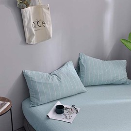 Household 100% Cotton Jersey Knit Fitted Sheet -Light Weight, Super Soft, Extremely Durable 3 Pieces Fitted Sheet Set. (Aqua, King)