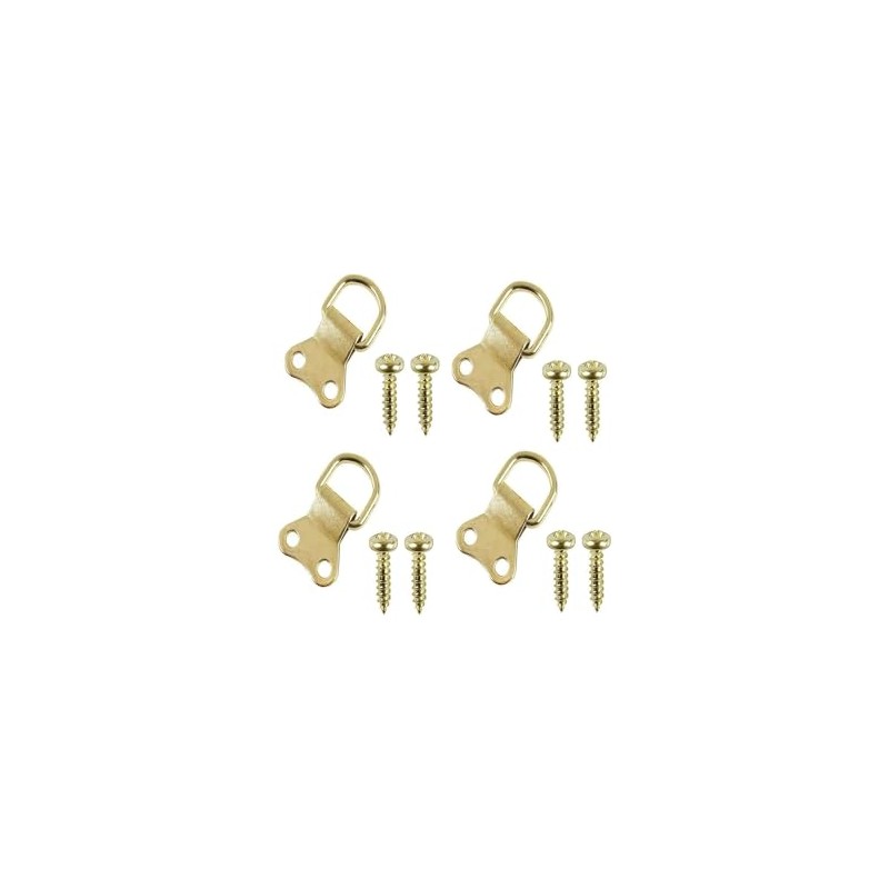 Thingymabob Large Brass D-Ring Picture Hangers with Screws, Set of