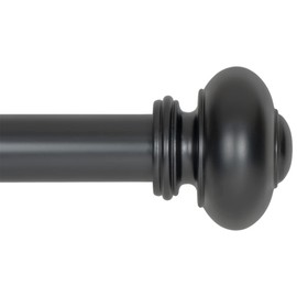 Ivilon Drapery Window Curtain Rod - Knob Design, 1 Inch Rod, 72 to 144 Inch. Black