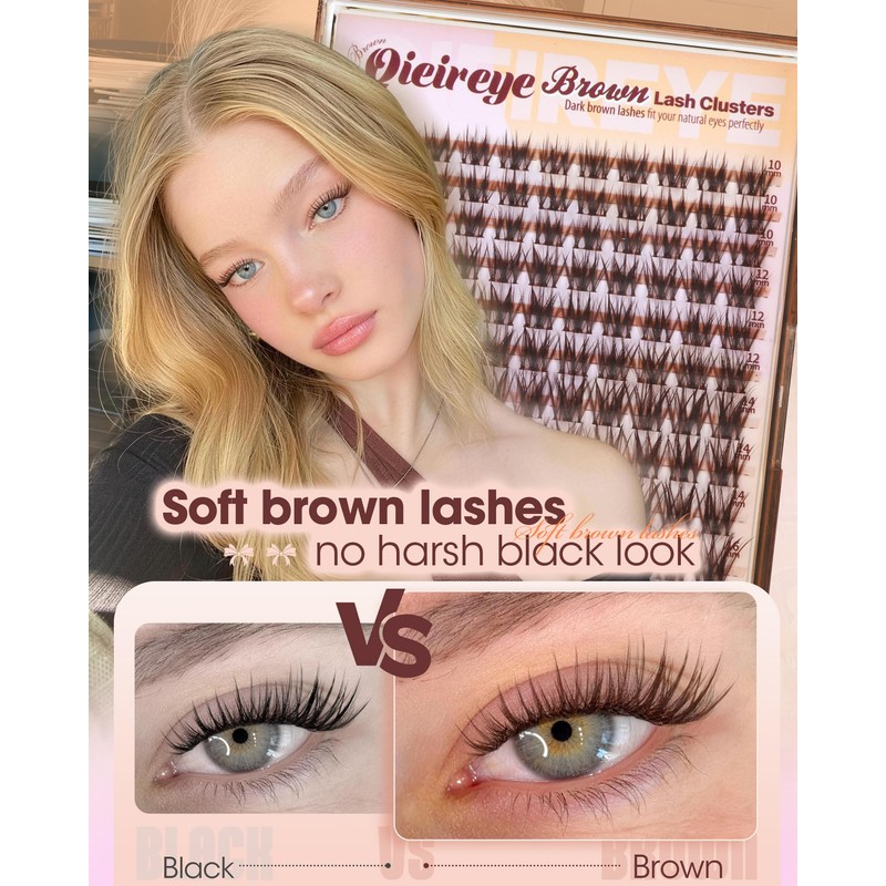 Natural Brown Lash Clusters Wispy Eyelash Clusters 10-16mm
