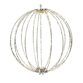 Christmas metal light ball - warm white LED christmas light ball - large globe light - metal sphere light - 28cm metal frame ball light - 192 micro LEDs - indoor outdoor christmas light decoration.