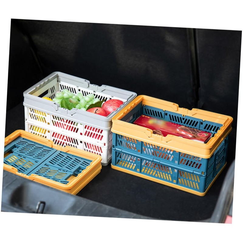 FUNOMOCYA Folding Basket Handle Portable Storage Containers Plastic Storage Basket