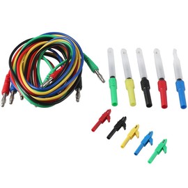 Fudeshe 15pcs Test Leads,4mm Banana Plug Test Lead Kit,Banana Plug to Crocodile Alligator Clips Flexible Cable Wire for Multimeter Electrical Testing