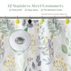 DS BATH Sage Fabric Shower Curtain, Boho Green Yellow Floral