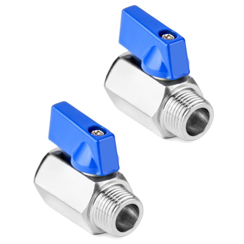 QWORK Mini Ball Valve, 4 Pack 3/8" NPT Thread Female