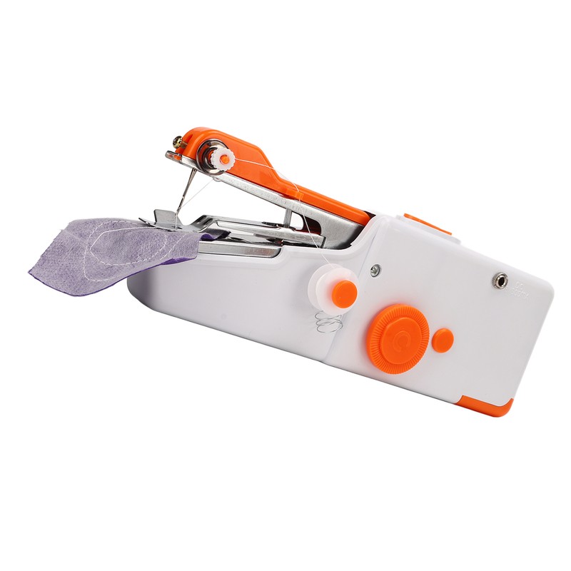 Handheld Sewing Machine Orange Portable Mini DIY Ergonomic Handle Electric