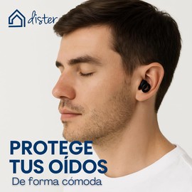 Dister Tapones para Oídos de Alta Protección | 33 dB Reducción de Ruido | Cómodos y Reutilizables | Para Dormir, Conciertos, Trabajo y Viajes | Color Negro